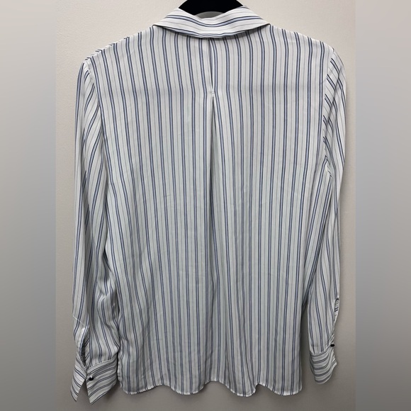 Mango Women’s White and Blue Striped Button Down Shirt - Picture 2 of 4